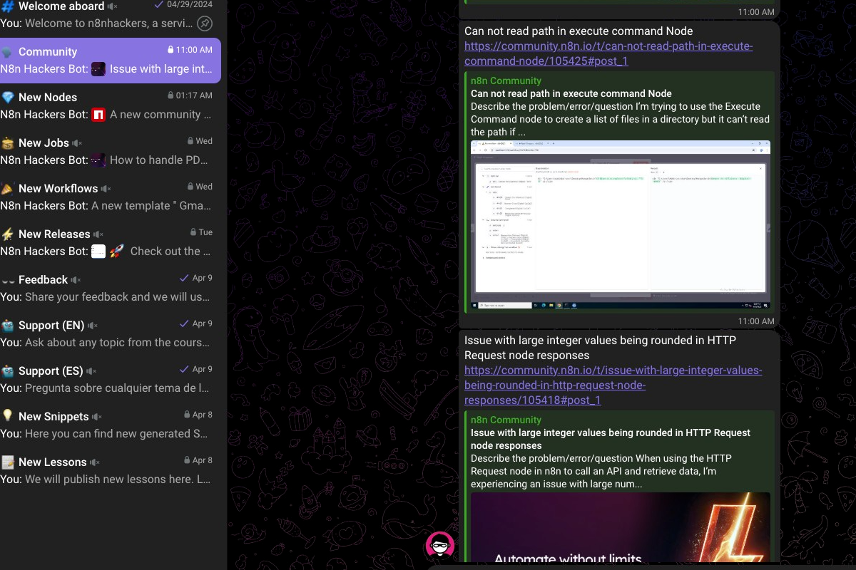 Join the n8nhackers Telegram Group and Elevate Your n8n Experience!